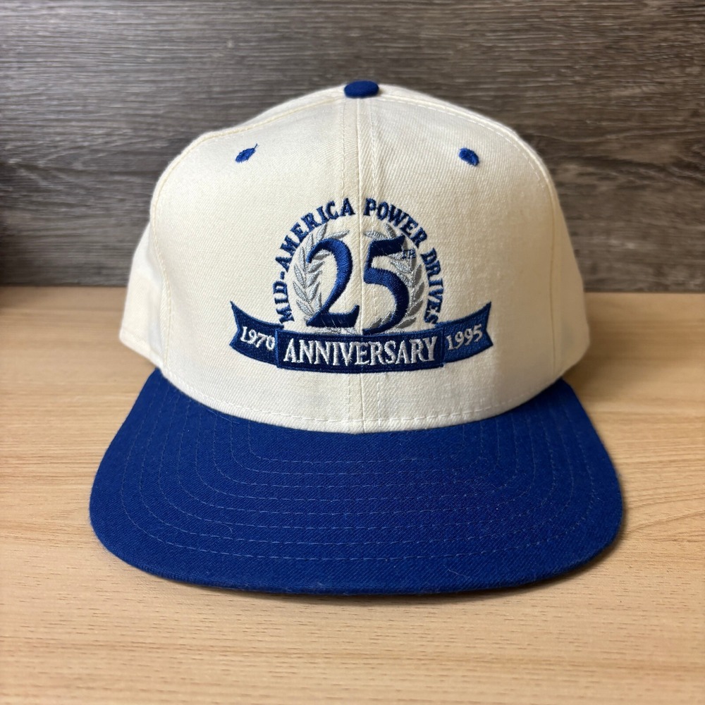 Mid America Power Drives Hat Cap Snap Back White Blue New Era USA Made